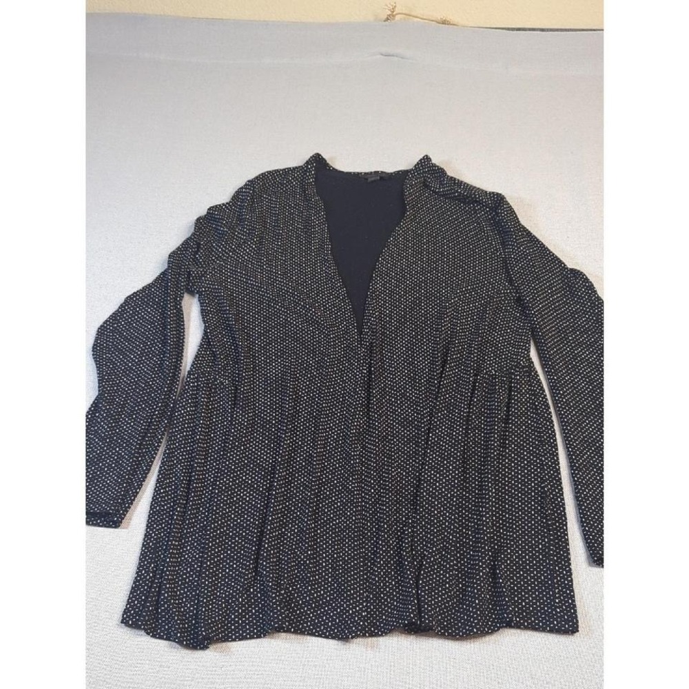 J. Jill‎ Wearever Collection black cardigan with subtle white polka dot pattern